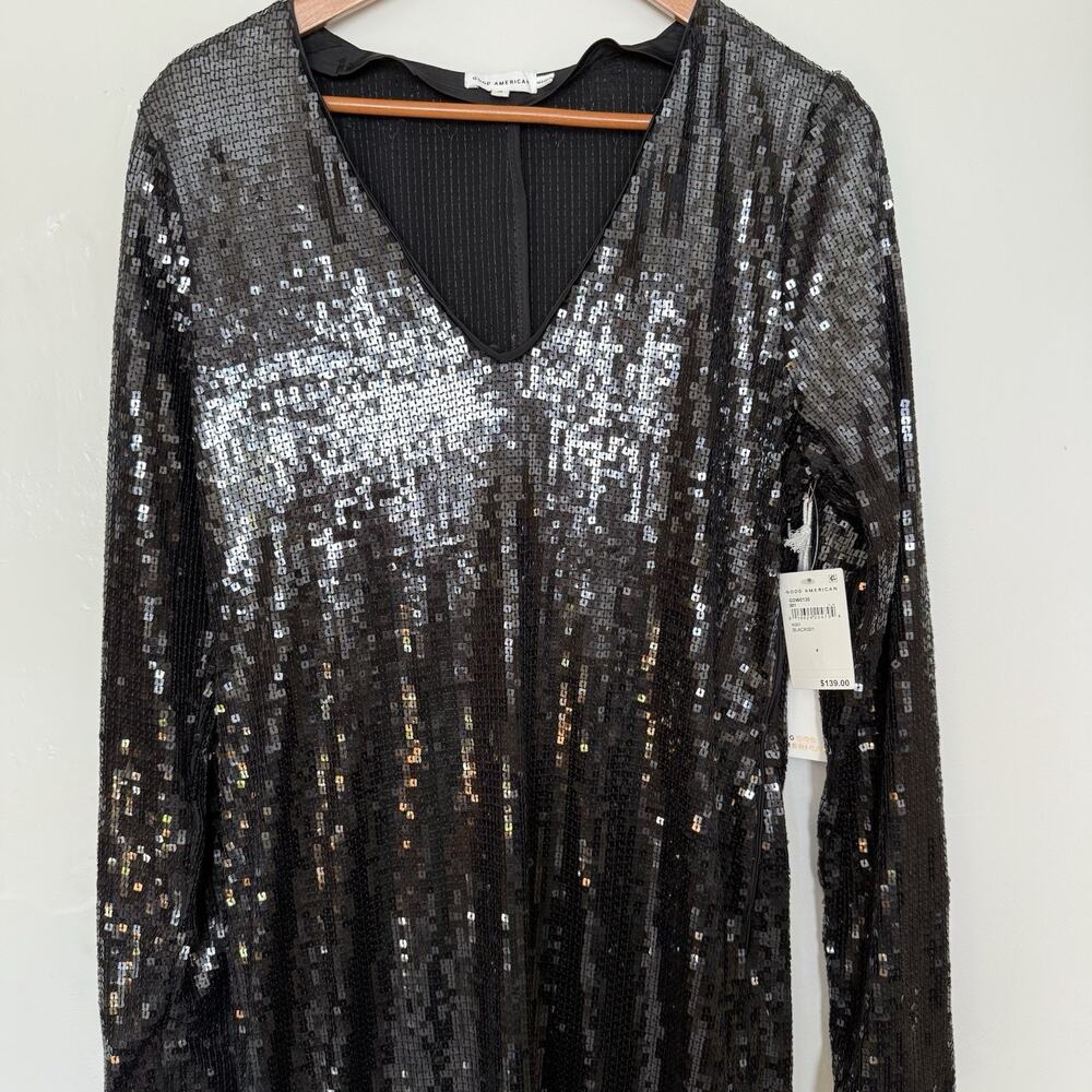 Good American Dress Black‎ Sequin New 4 Glam Bodycon Designer Party Formal - Picture 2 of 9